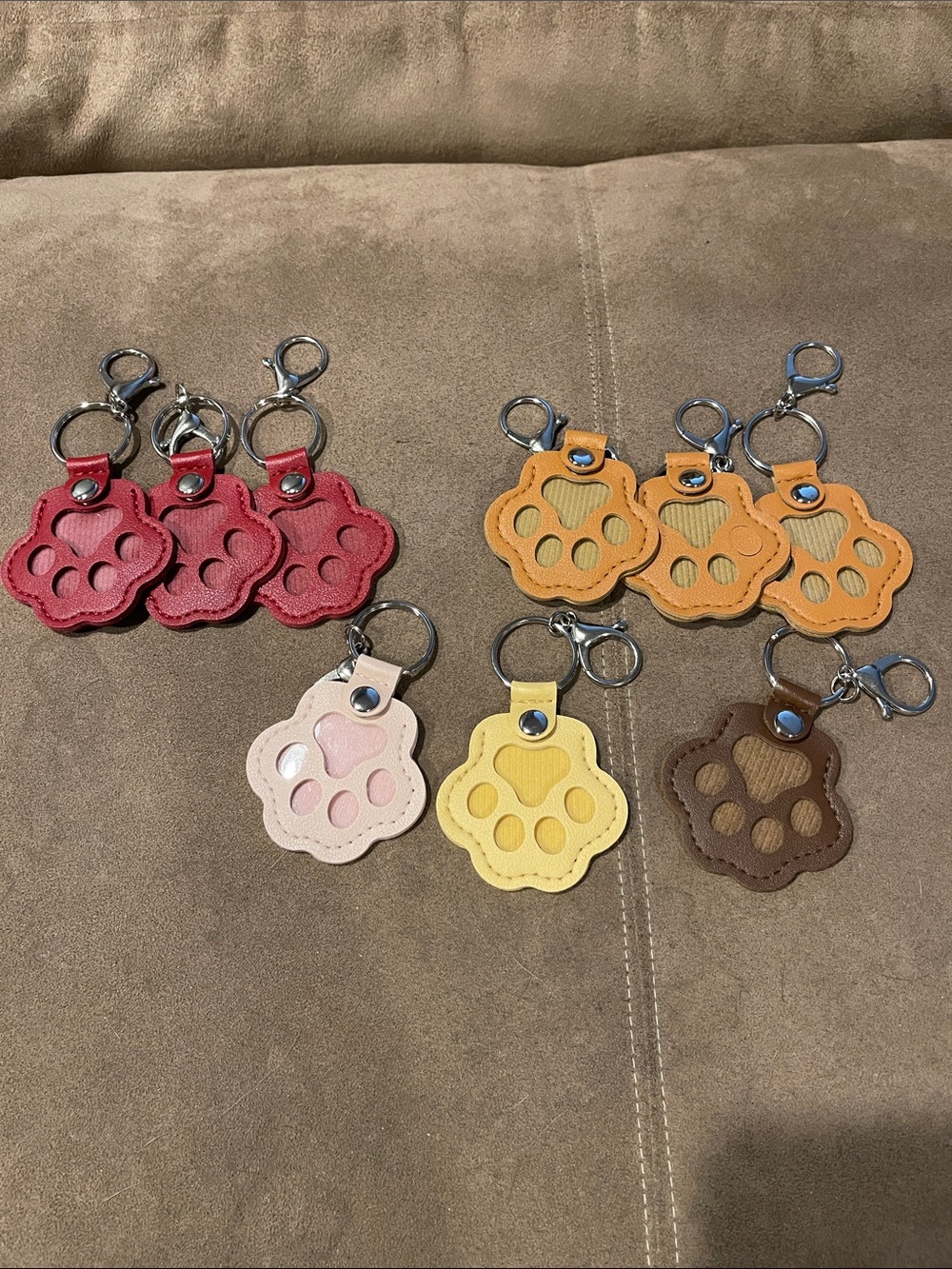Memorial Paw Print Leather Keychain 9pk
